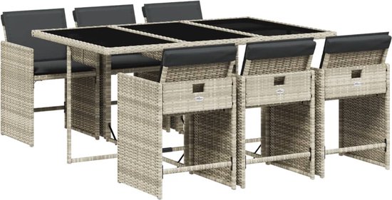 vidaXL-7-delige-Tuinset-met-kussens-poly-rattan-grijs