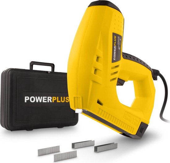 Powerplus POWX13700 Elektrische tacker - Schietfrequentie: 20/min - Incl. opbergkoffer, 200 nieten en 100 spijkers