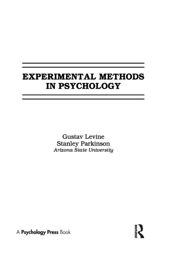 Experimental Methods in Psychology - cover