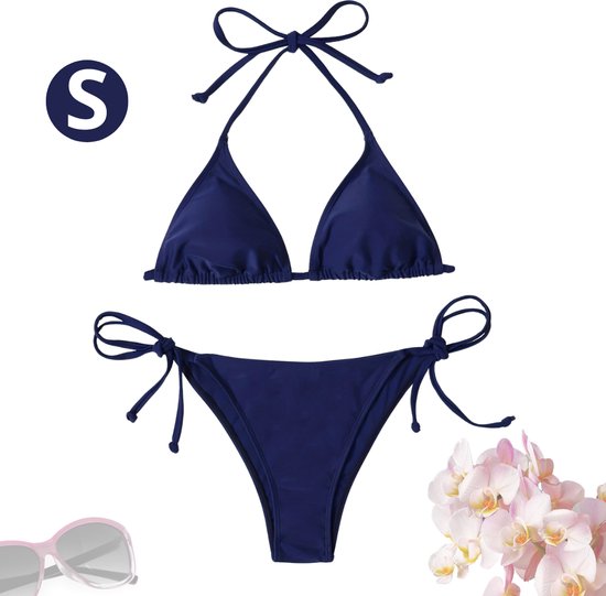 Livano Bikini Femme – Bikini Filles – Maillot de Bain – Push Up – Maillot de Nager – Set Sexy – Haut et Bas – Bleu Marine – Taille S
