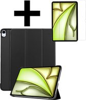Hoes Geschikt voor iPad Air 6 (11 inch) Hoes Luxe Hoesje Book Case Met Screenprotector - Hoesje Geschikt voor iPad Air 2024 (11 inch) Hoes Cover - Zwart