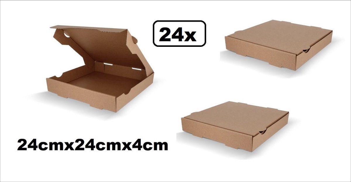 24x Pizzadozen 24x24x4 cm kraft - Pizza Food thema feest festival Italie landen pizzaria