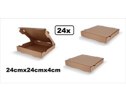 24x Pizzadozen 24x24x4 cm kraft - Pizza Food thema feest festival Italie landen pizzaria
