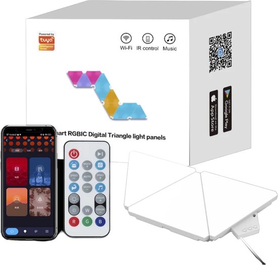 Dreamcolor RGBIC Driehoek Licht Panelen - Smart Muur Decoratie - Alexa en Google Assistant - 9 stuks