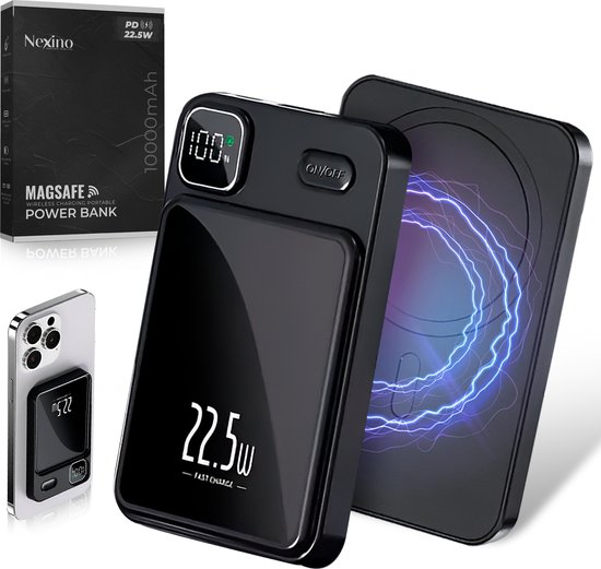 Batterie Externe 10000Mah Chargeur Magnétique Power Bank Magnetic Sans Fil Charge Rapide Pd 22.5