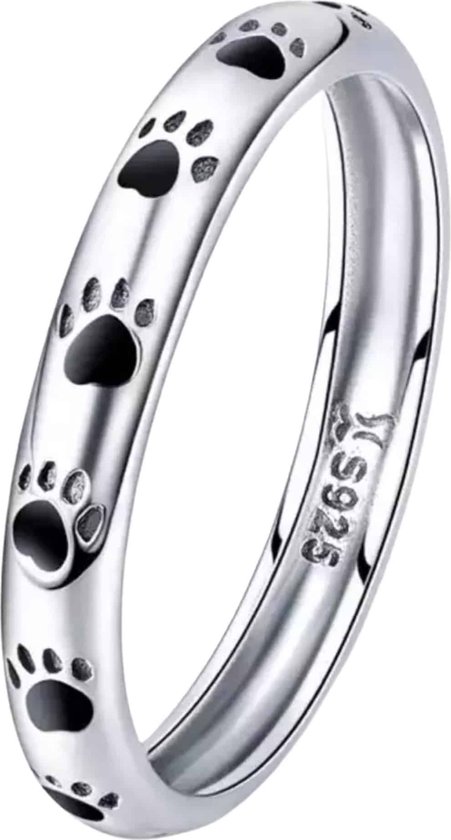 Zilveren Ringen - Ring dierenvoetjes | Voor handen en katten fans | 925 Sterling Zilver - 925 Keurmerk Stempel - 925 Zilver Certificaat - In Leuke Cadeauverpakking - Moederdag tip!
