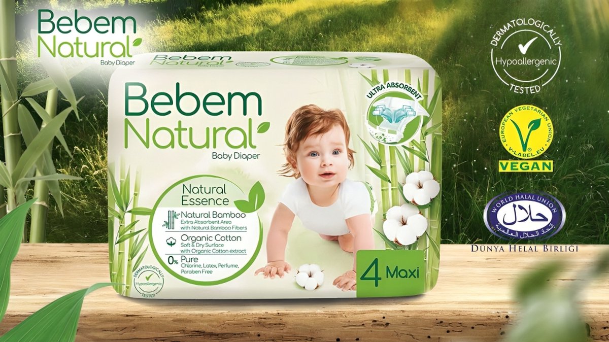 Goedkoopste Bebem Natural 4 Maxi 7-14 KG - 180 luiers - Maandbox - Voordeelverpakking - Parfumvrij - Vegan