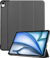 Hoes Geschikt voor iPad Air 2024 (13 inch) Hoes Book Case Hoesje Trifold Cover - Hoesje Geschikt voor iPad Air 6 (13 inch) Hoesje Bookcase - Grijs