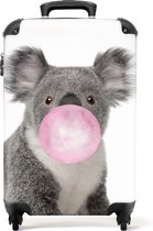 NoBoringSuitcases.com® Valise - Koala - Chewing Gum - Rose - Grijs - Convient en 55x40x20 cm et 55x35x25 cm - Bagage à Bagage à main - Trolley - Valise photo - Taille cabine - Imprimé