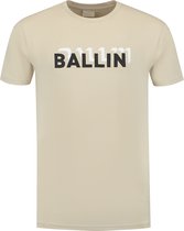 Ballin Amsterdam - Heren Regular fit T-shirts Crewneck SS - Sand - Maat S