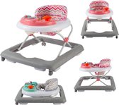 X Adventure Loopstoel / Baby Walker Chevron - Verstelbaar & Comfortabel - Met Afneembaar Speelblad - Inklapbaar Design - Pastel Pink
