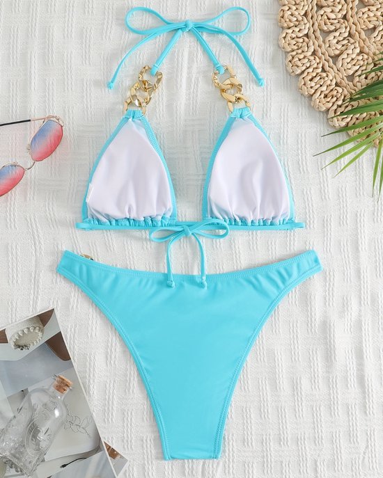 Livano Bikini Femme – Bikini Filles – Maillot de Bain – Push Up – Maillot de Nager – Set Sexy – Haut et Bas – Blauw – Taille S