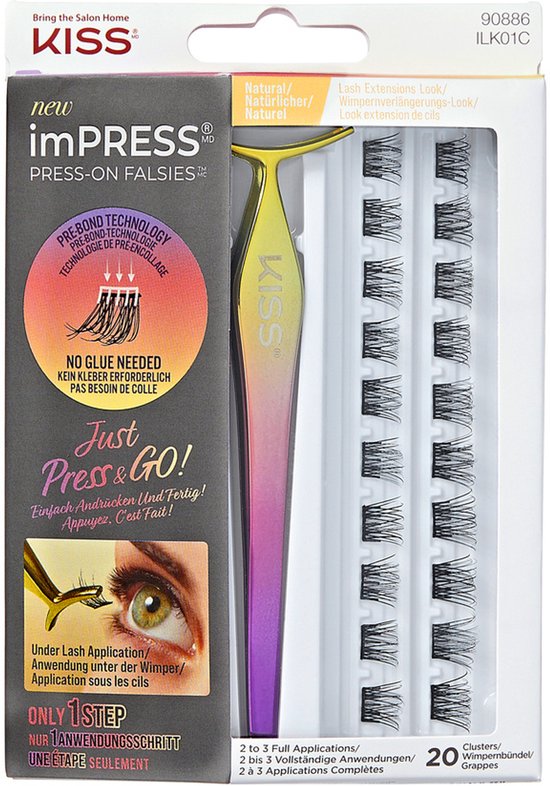 Impress Press On Falsies Kit Natural - Faux cils - Falsies - cils à presser - extension de cils auto-adhésive