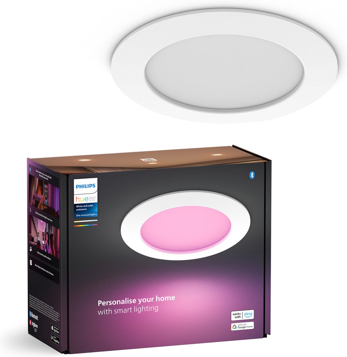 Philips Hue inbouwspot Slim - White and color - 170mm - wit