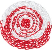 Relaxdays afzetketting rood wit - kunststof ketting - veiligheidsketting - plastic ketting - 30 m
