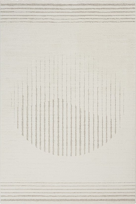 Vloerkleed Elio Japandi - Moderne laagpolig met hoog-diepteeffect zacht abstract geometrisch design Crème-80 x 300 cm