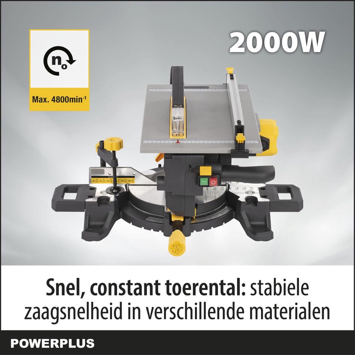 POWERPLUS VERSTEKZAAG MET BOVENTAFEL 2000W - 254MM – foto 2