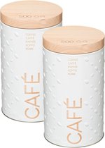 5Five Koffie voorraadbus/bewaarblik - 2x - metaal - 19 x 11 cm - 500 gram