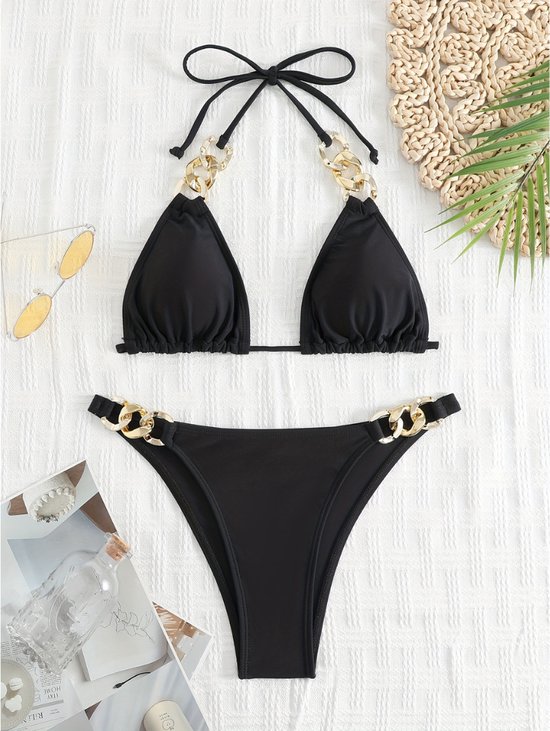 Livano Bikini Femme – Bikini Filles – Maillot de Bain – Push Up – Maillot de Nager – Set Sexy – Haut et Bas – Zwart – Taille XL