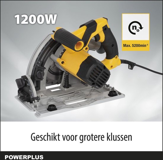 Powerplus POWX0562 Invalzaag - 1200W - Ø165mm - Incl. geleiderails, stofafzuigingaansluiting en 24T invalzaagblad