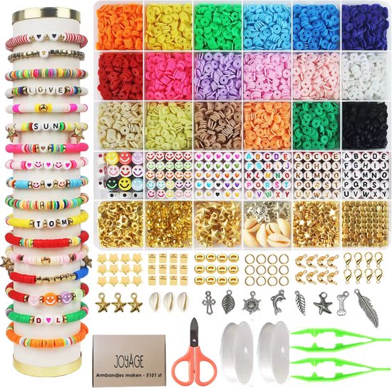 Foto: Joyage armbandjes maken meisjes 5101st polymeer kralen bedels knutselen meisjes armbandjes maken knutselpakket meisjes knutselen meisjes speelgoed 6 jaar 7 jaar 8 jaar bracelet making kit sieraden maken meisjes armbanden maken kinderen