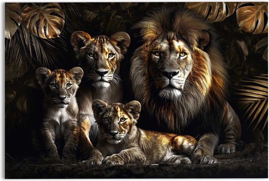 Glasschilderij Lion Family 78x116 cm