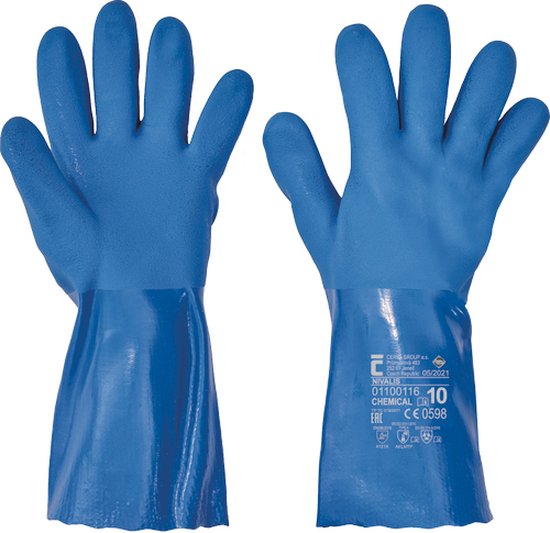 Cerva NIVALIS handschoen full gedipt. blw PVC 01100116 - Blauw - 10