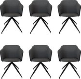 Lina® - Chaises de salle à manger Lex - Set de 6 - Tissu - Grijs- Pieds métal