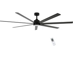 Plafondventilator Atlanta II Zwart XL Ø 183cm 12W Led Incl Afstandsbediening
