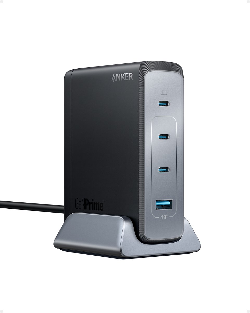 Anker 749 GaNPrime (240W) - 4-Poorts USB-A en USB-C - Bureau Oplader - Zwart