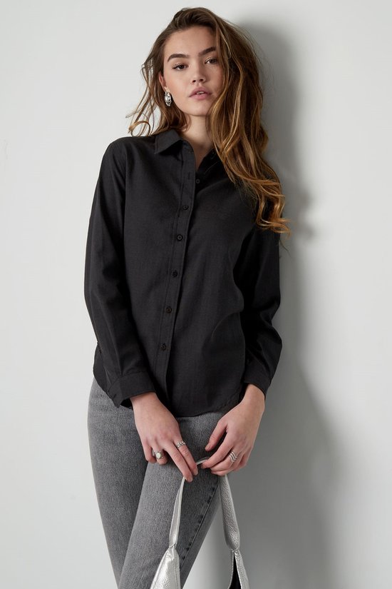 Basic blouse effen - dames - nieuwe collectie - lente/zomer - zwart - maat S