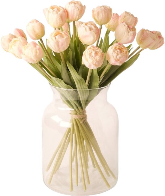 WinQ - Bouquet de tulipes artificielles en rose - avec vase