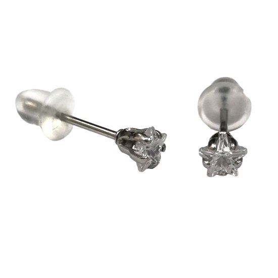 Aramat Jewels - Zirkonia Zweerknopjes Ster - Oorbellen Transparant - Chirurgisch Staal 4mm - Elegante Sieraden - Cadeau - Voor Haar - Tijdloze Accessoires - 4mm oorknopjes
