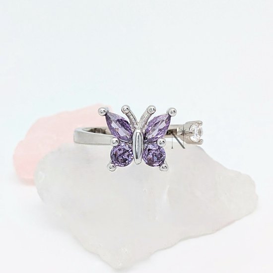Luminora Purple Butterfly Ring - Fidget Ring Paarse Vlinder - Anxiety Ring - Stress Ring - Anti Stress Ring - Spinner Ring - Spinning Ring - Draai Ring - Wellness Sieraden