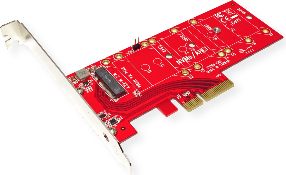 ROLINE PCIe 4.0 x4 3.3V5A hostadapter voor PCIe-NVMe M.2 110mm SSD