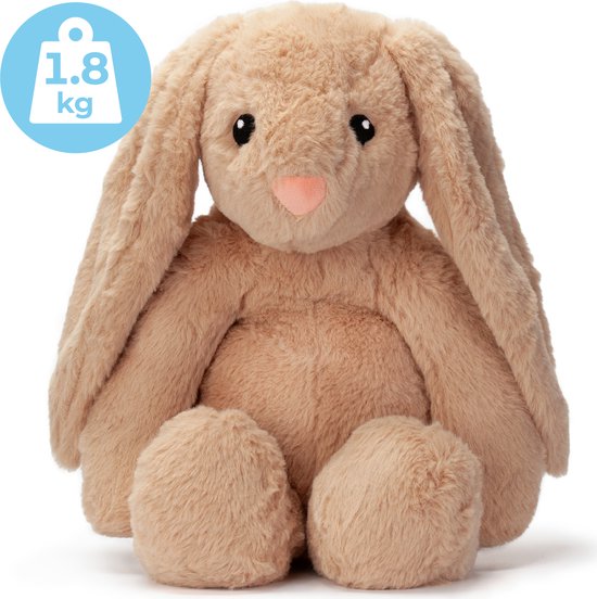 Goedewaere Verzwaringsknuffel Konijn - Verzwaarde knuffel 1.8 kg - Zware knuffel anxiety voor volwassenen en kind - Weighted stuffed animal - Sensorisch speelgoed