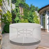 Waterdichte rotan meubelhoezen, rond terrastafel, ronde tuinmeubelhoezen, voor terrastafel en stoelen, extra groot, 250 x 90 cm, transparant, BLCFC250-0TP