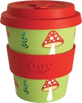 Quy Cup 230ml Ecologische Reis Beker - “Fungo" - BPA Vrij - Gemaakt van Gerecyclede Pet Flessen met rood Siliconen deksel