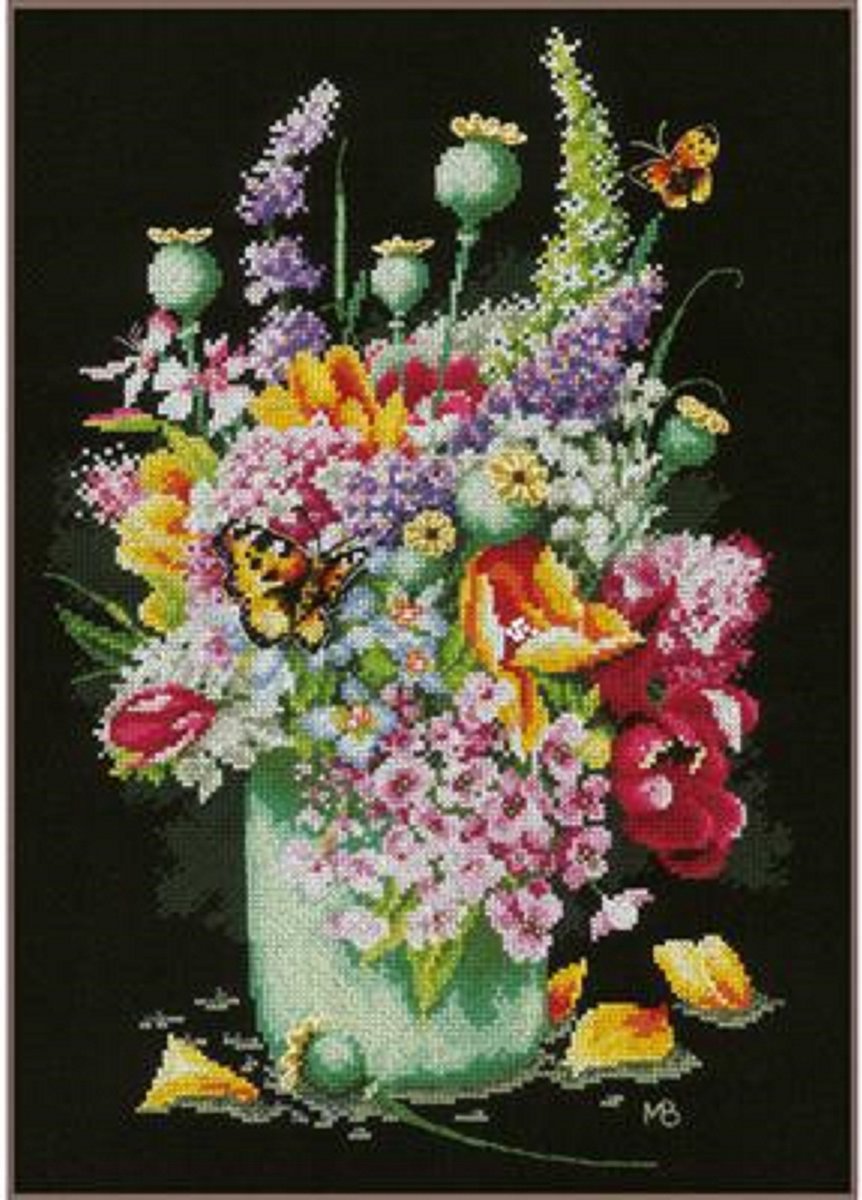 Telpakket kit Kleurig bloemenboeket - Lanarte - PN-0183477