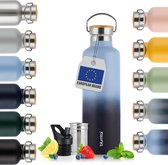 Blumtal Bouteille Thermos 500 ml - Bouteille Thermos à Double Paroi - Gourde - Sans BPA - Bouteille à Thé - Thermos - Gris Bleu et Bleu Foncé