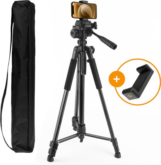 Camera statief – Statief telefoon en camera – XXL - Universeel en lichtgewicht - met Telefoonhouder - 160 cm