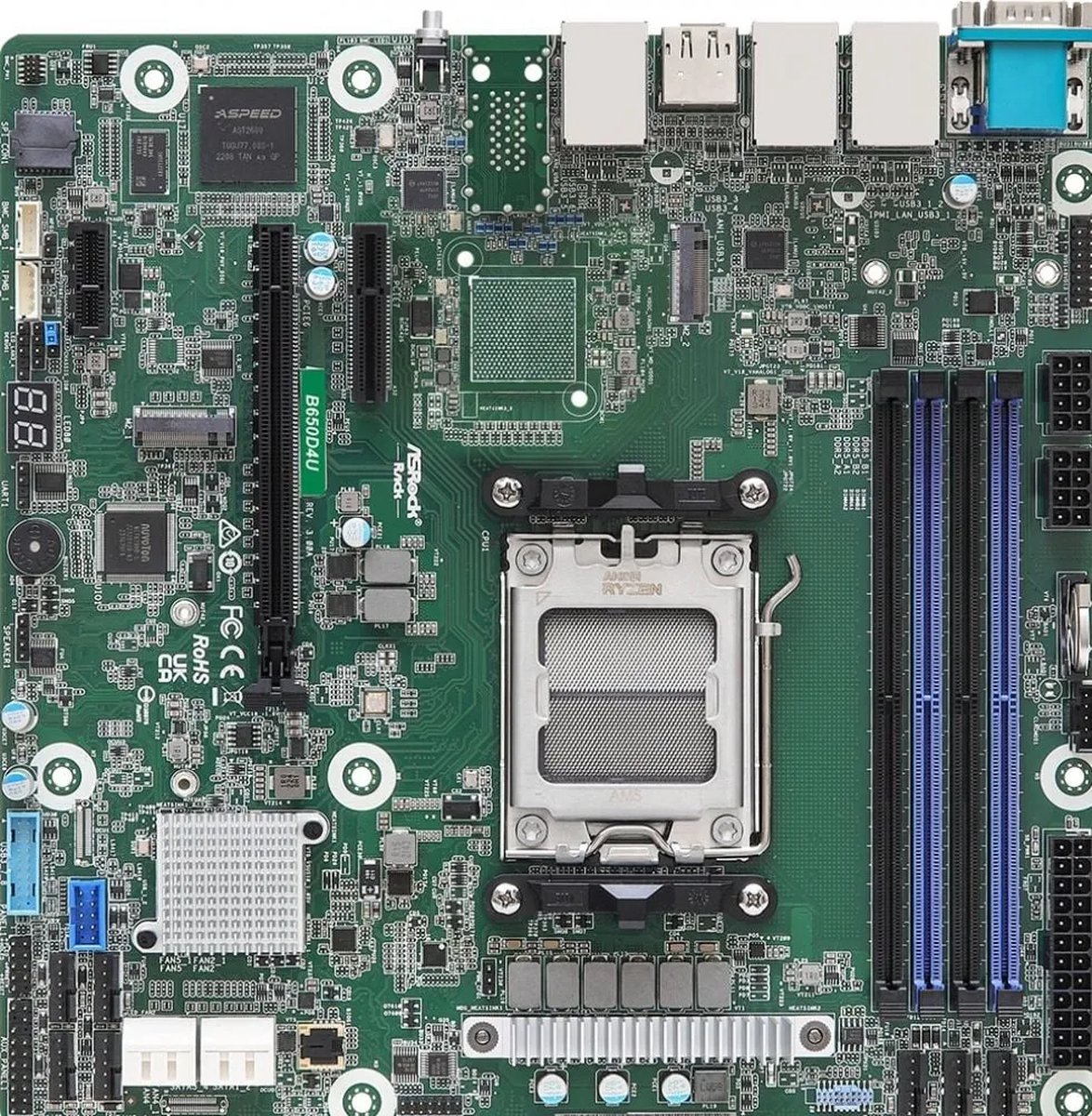 ASRock Rack B650D4U - Moederbord - Micro-ATX - Socket AM5 - AMD B650E - DDR5 - 2x 1 Gbps LAN