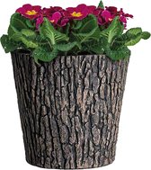 Bloempot houtlook, 30 cm diameter, plantenpot met houtlook in rustiek design, bloempot van UV-stabiel plastic, voor tuin, terras of balkon, plantenpot tuindecoratie