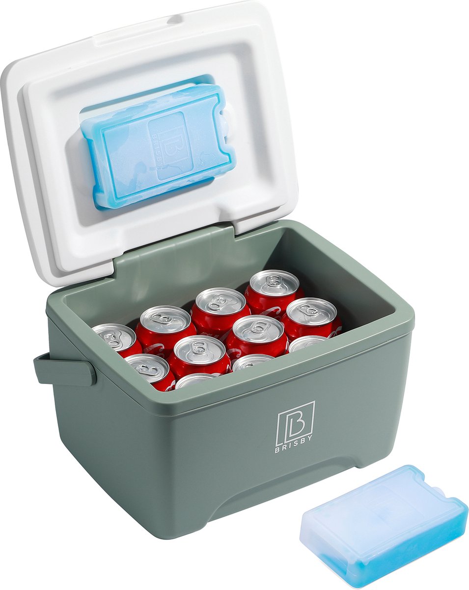 Brisby Koelbox - Frigobox - 8L - Groen - 40 uur isolatie - 2 koelelementen - Temperatuur Veilige Sluiting