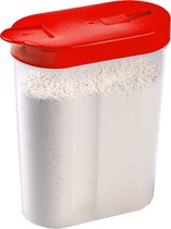 Plasticforte Voedselcontainer strooibus - rood - inhoud 1 liter - kunststof - 15 x 7 x 19 cm
