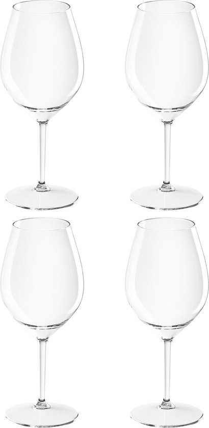 4x Witte of rode wijn wijnglazen 51 cl/510 ml van onbreekbaar transparant kunststof - Wijnen wijnliefhebbers drinkglazen - Wijn drinken
