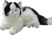 Carl Dick Knuffeldier Perzische kat/poes - wit/zwart - zachte pluche - kwaliteit knuffels - 30 cm - katten/poezen