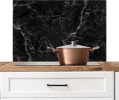 Spatscherm - Marmer print - Zwart - Wit - Luxe - Spatwand - Achterwand keuken - Muurbeschermer - Spatscherm keuken - 90x60 cm - Kookplaat achterwand - Keuken