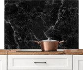 Spatscherm - Marmer print - Zwart - Wit - Luxe - Spatwand - Achterwand keuken - Muurbeschermer - Spatscherm keuken - 120x80 cm - Kookplaat achterwand - Keuken