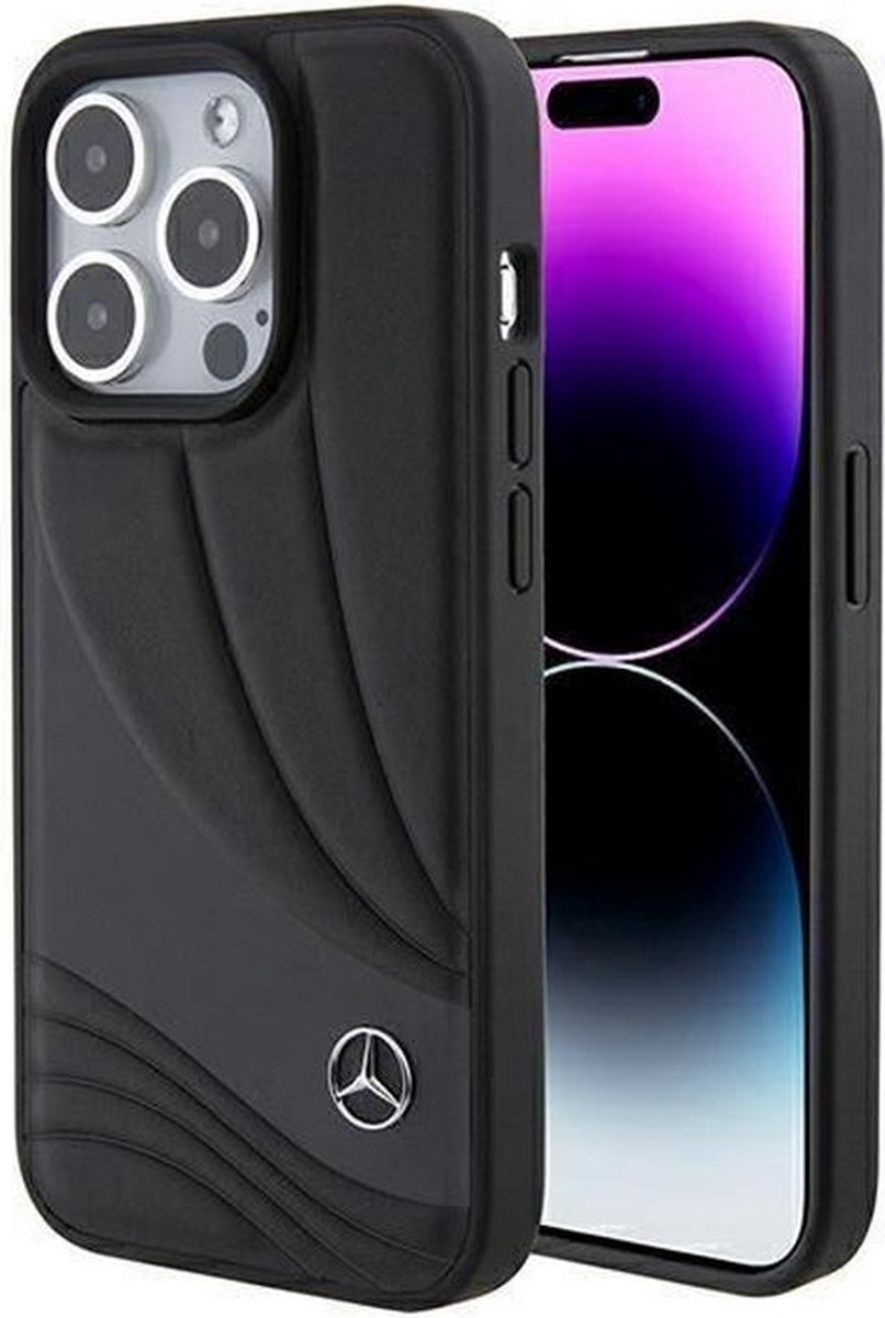 Mercedes-Benz Wave Leather Back Case - Geschikt voor Apple iPhone 15 Pro Max (6.7